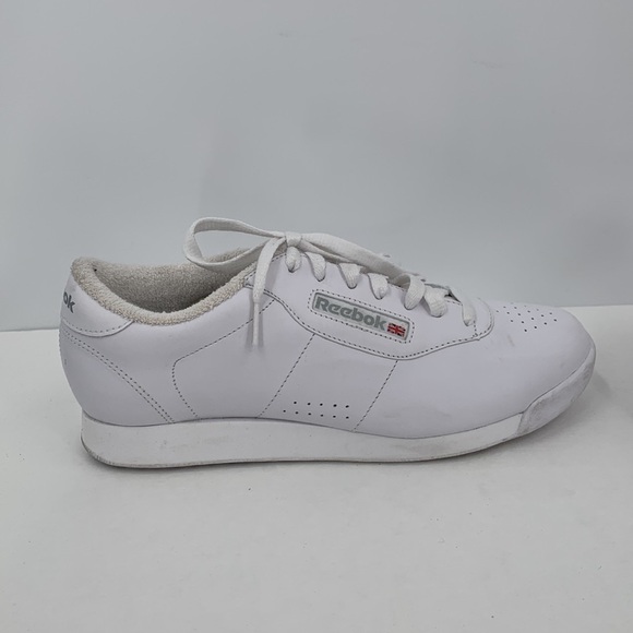 Reebok Princess white leather sneaker shoe tie flat women 9 - Picture 1 of 8